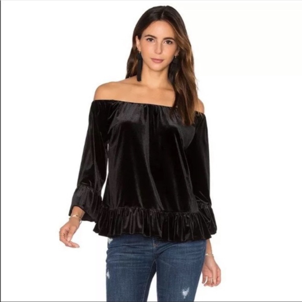 EUC🔥Off-Shoulder RICH VELVET BOHO TOP - Small - Picture 3 of 8